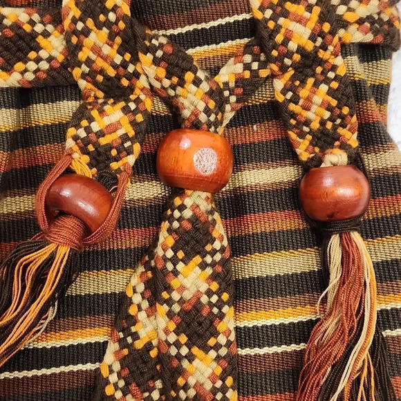 Vintage 70s knit earth toned bag - Picture 4 of 10